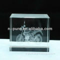 Nice 3D Laser Etched Crystal Cube with inside Motorbike